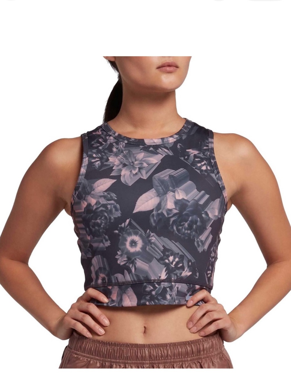 Nike Epic Lux Power Crop purple  Printed Tank Size large